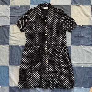 vtg 90s J.B.S polka dot dress black and white size M